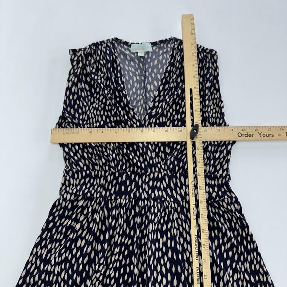 Veronica M Dress Womens Small Black Cream Abstract Sleeveless Stretch V Neck USA - Picture 5 of 7